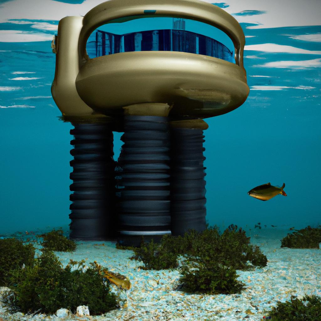 The Apeiron Island Hotel offers guests a breathtaking view of the ocean floor, with its unique design and windows.