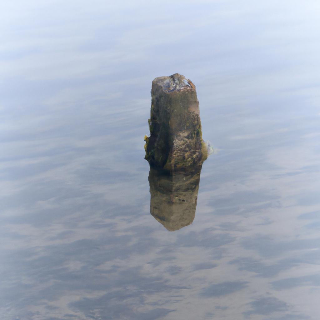 The haunting image of a monolith pillar submerged in water