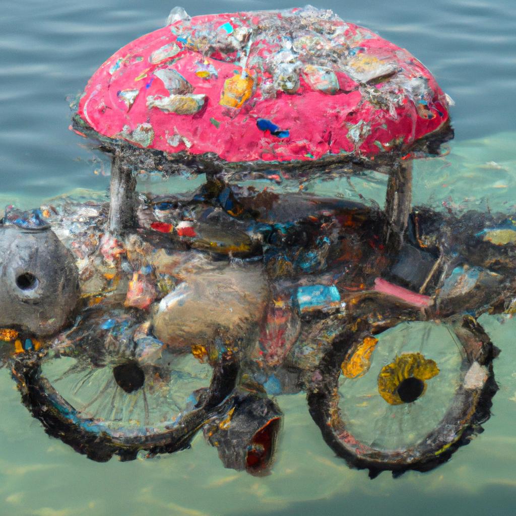 A one-of-a-kind submarine sculpture made from recycled materials