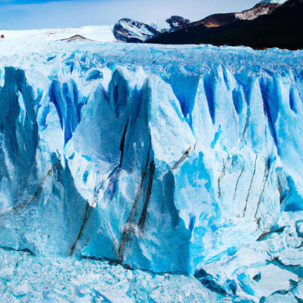 The imposing Perito Moreno Glacier towers over visitors, making for a truly awe-inspiring sight.
