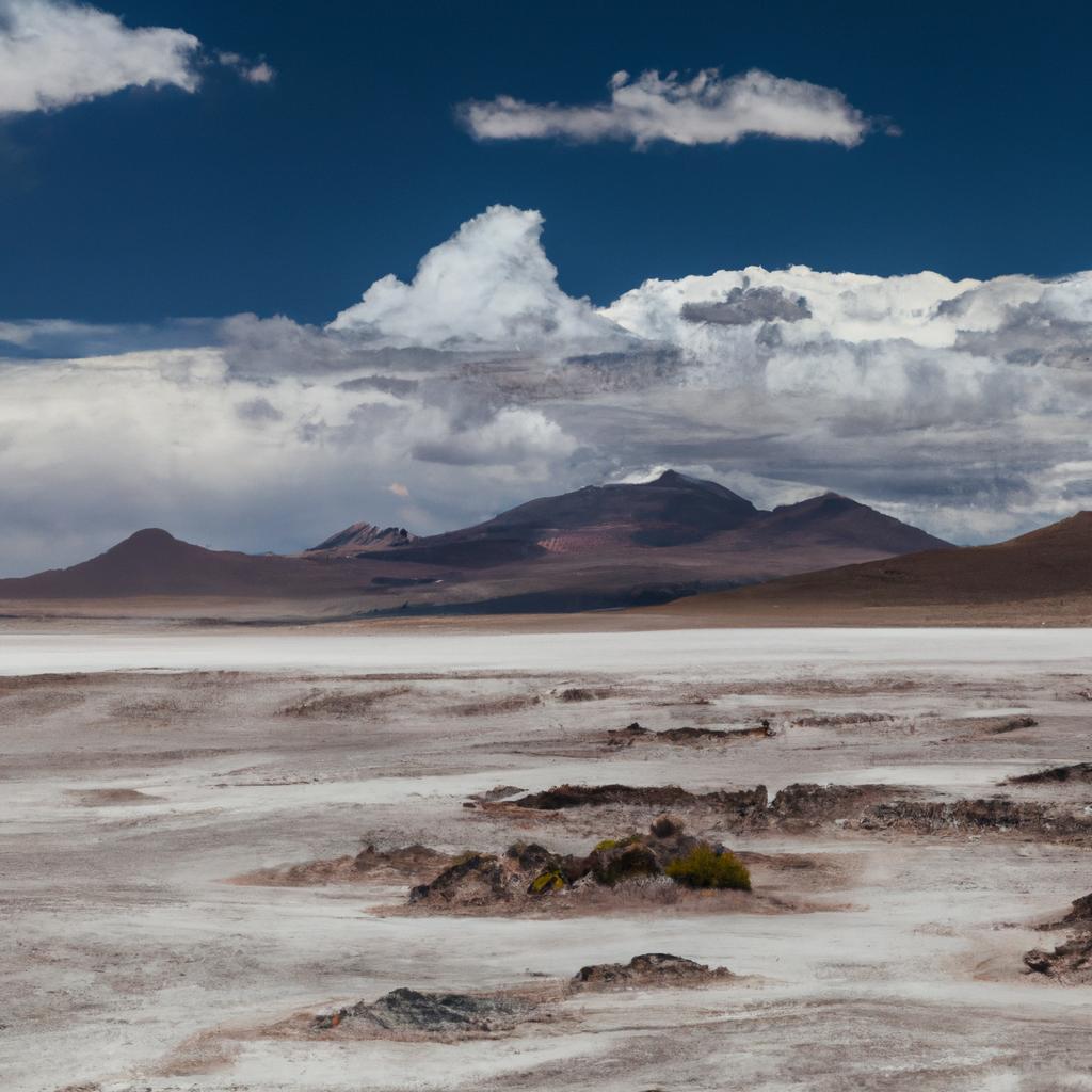 The vast and surreal landscape of the Uyuni desert.