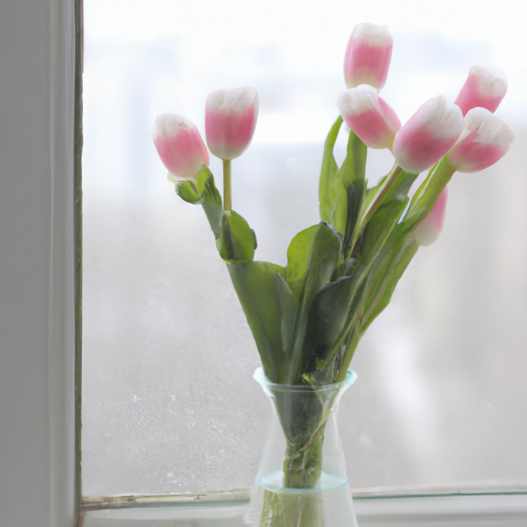 The perfect way to brighten up any room: a vase of fresh tulips.