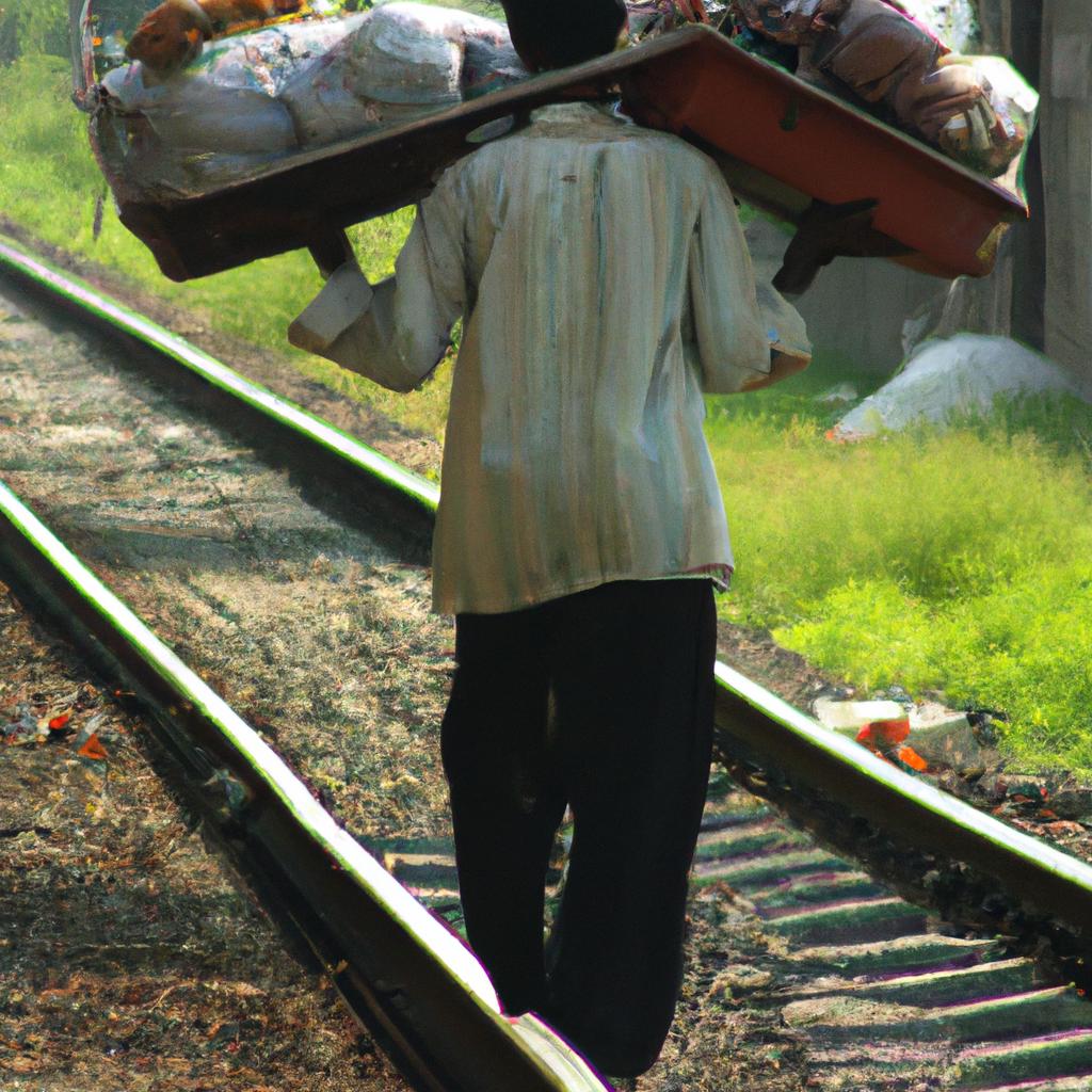 Vendors have to quickly move their goods away from the train tracks to ensure their safety.