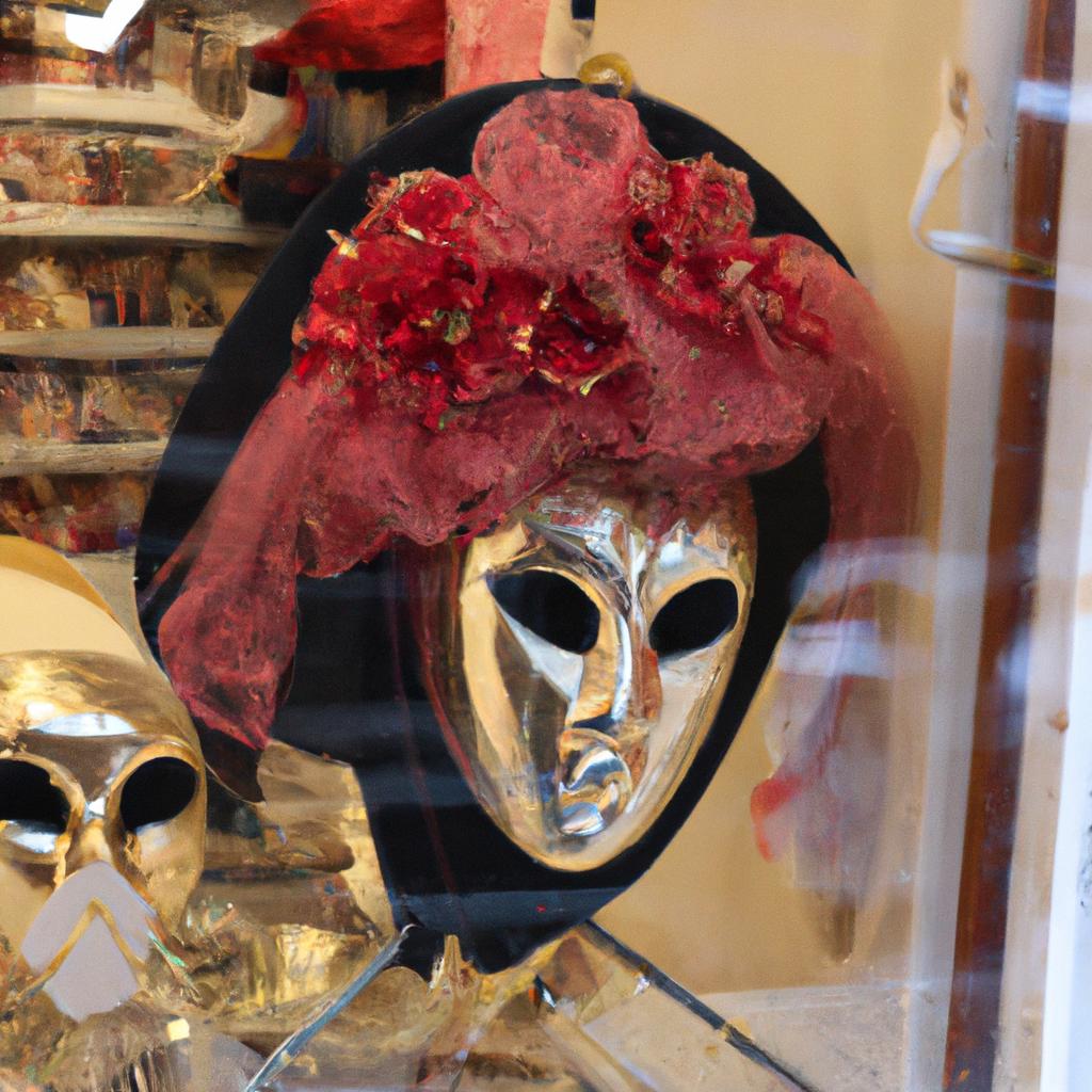 Venetian masks on display