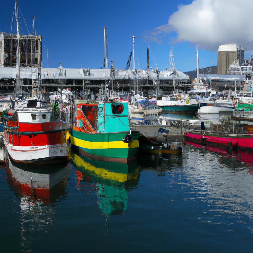 A vibrant display of boats at the Victoria and Alfred Waterfront harbor