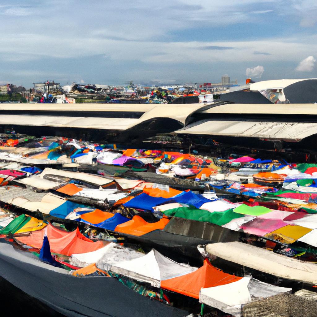 A scenic view of Chatuchak Weekend Market in Bangkok from the train