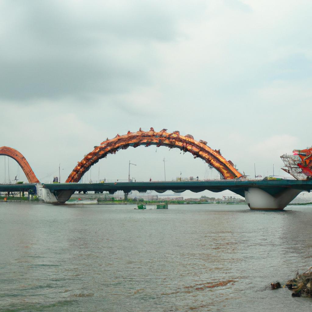 The Dragon Vietnam Bridge is an impressive structure that spans across the Han River in Da Nang.