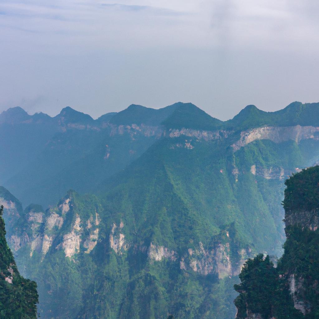 The stunning view of the Zhangjiajie National Forest Park from the top of Tianmen Mountain.