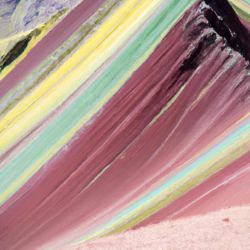 The vibrant colors of Vinicunca's geological layers up close