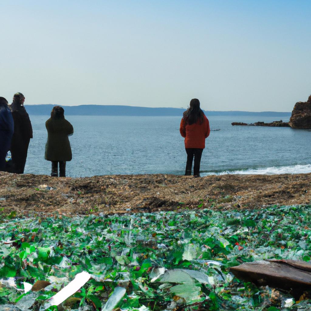 Tourists taking in the stunning scenery of Vladivostok Glass Beach