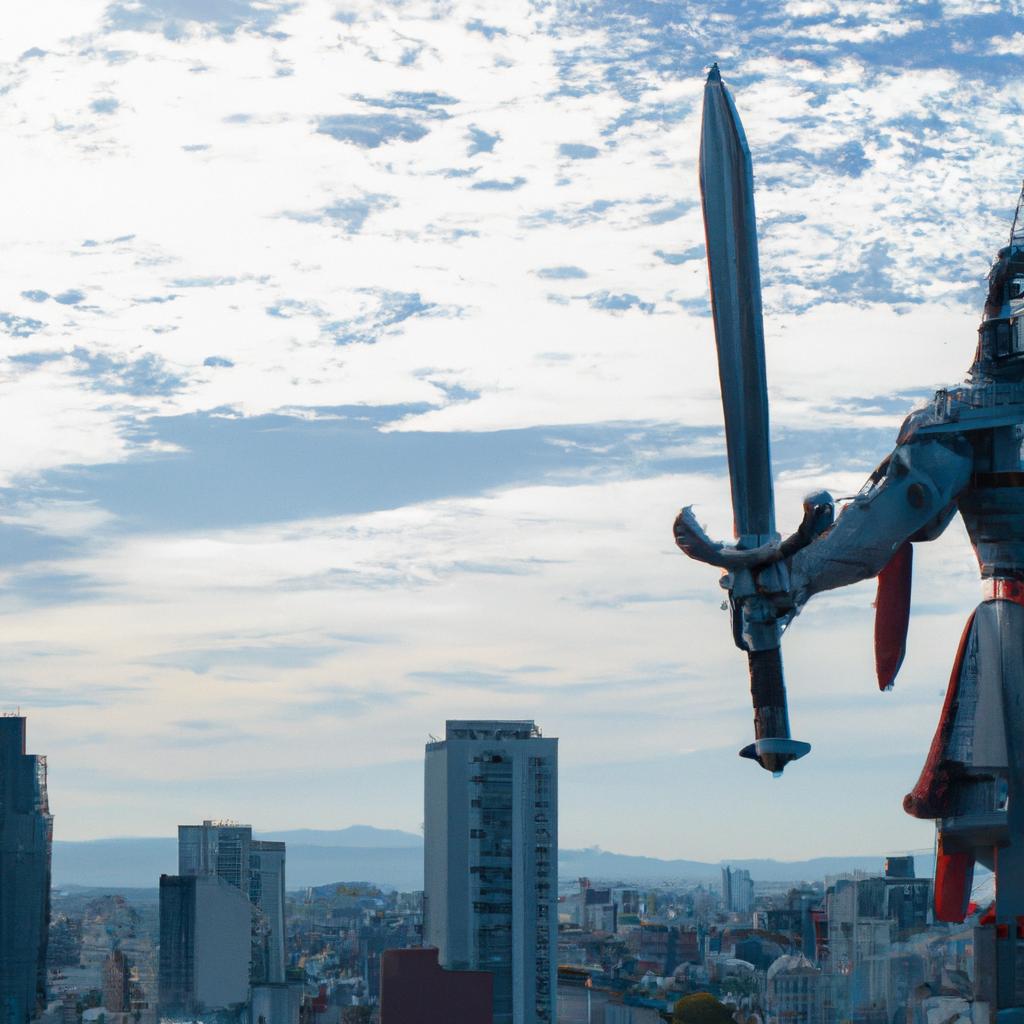 The warrior's sword represents strength, power, and protection for the city.