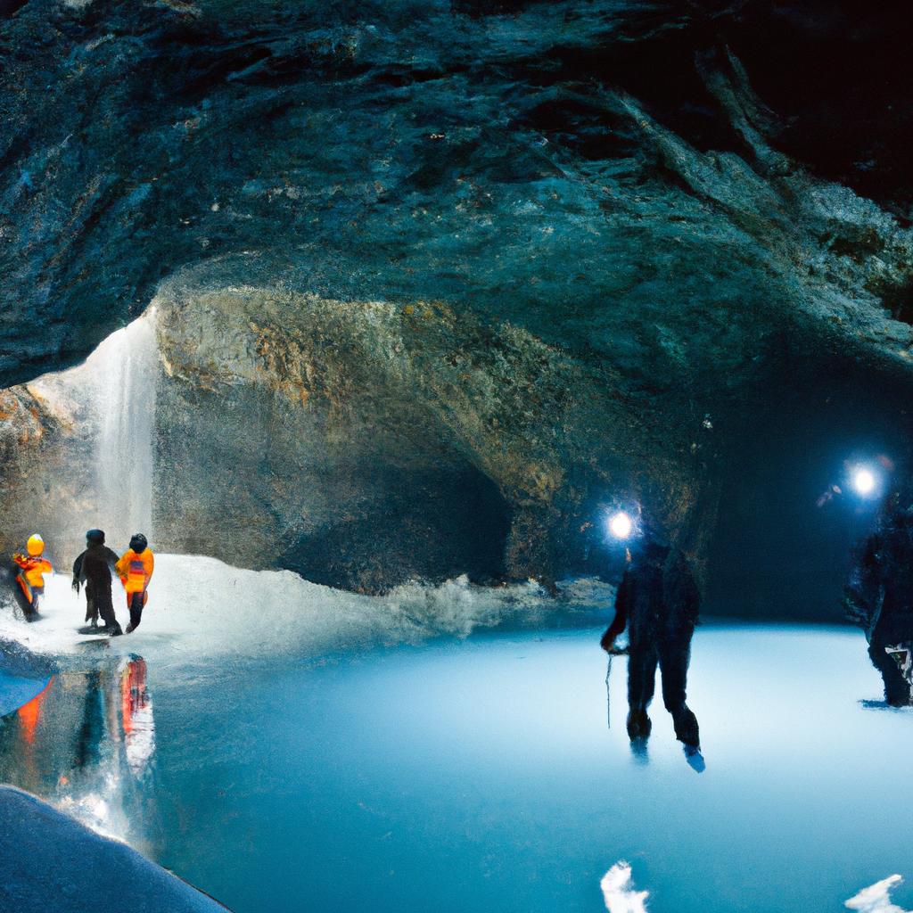 The crystal-clear waters of the Werfen Ice Cave's underground lake add to the cave's mystical atmosphere.