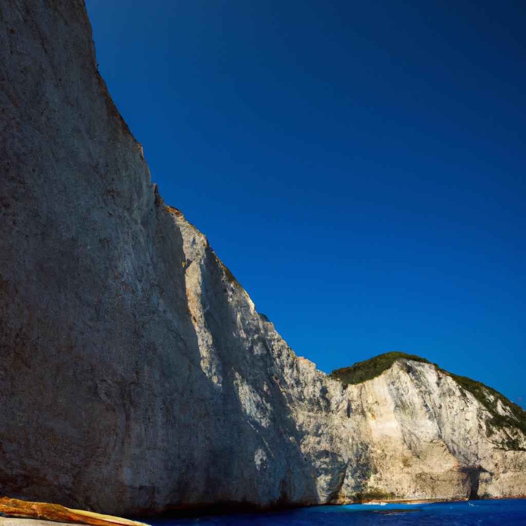 The towering white cliffs that surround Navagio Shipwreck Beach are a stunning natural wonder and a must-see for visitors.