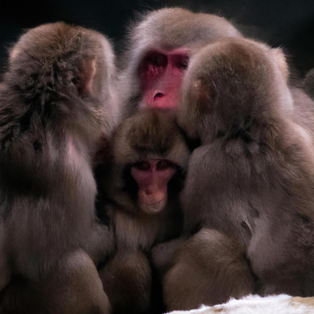 Winter monkeys rely on each other for warmth and protection during the colder months, exhibiting their strong social bonds.