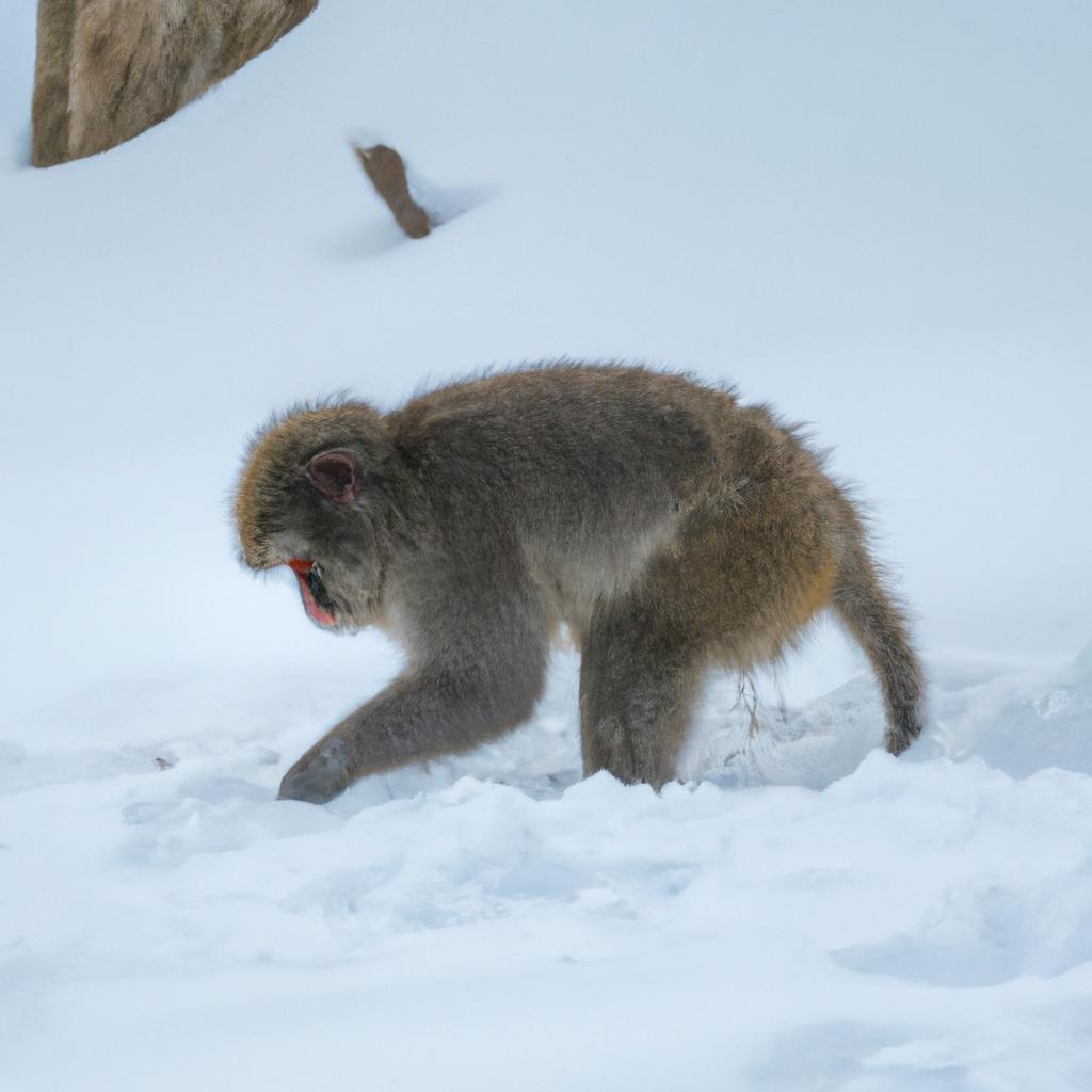 Winter monkeys have to work harder to find food during the winter months, using their intelligence and resourcefulness to survive.