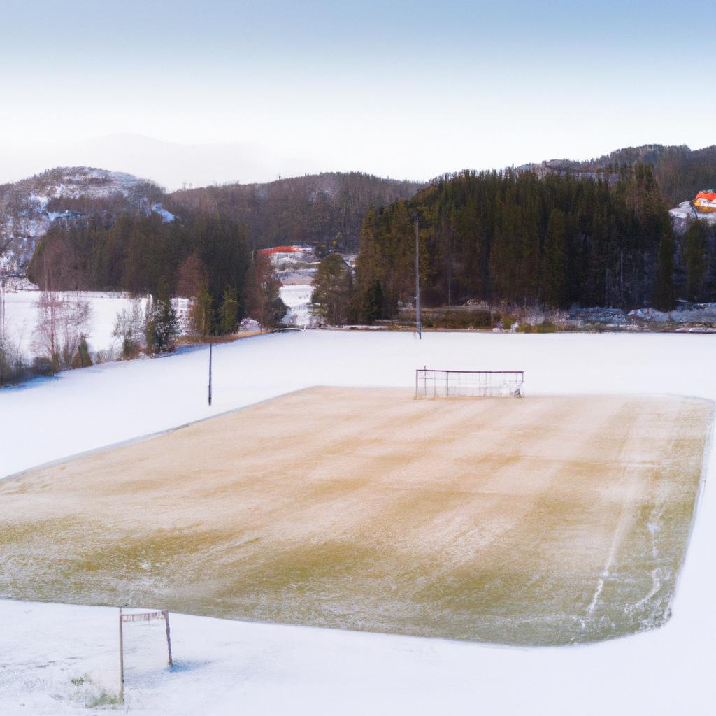 Playing soccer on a snow-covered field in Norway adds a unique challenge to the game.