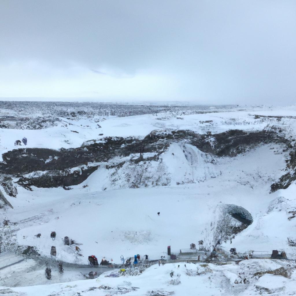 The snow-covered Eye of the World in Iceland transforms into a winter wonderland, providing a magical experience for visitors.