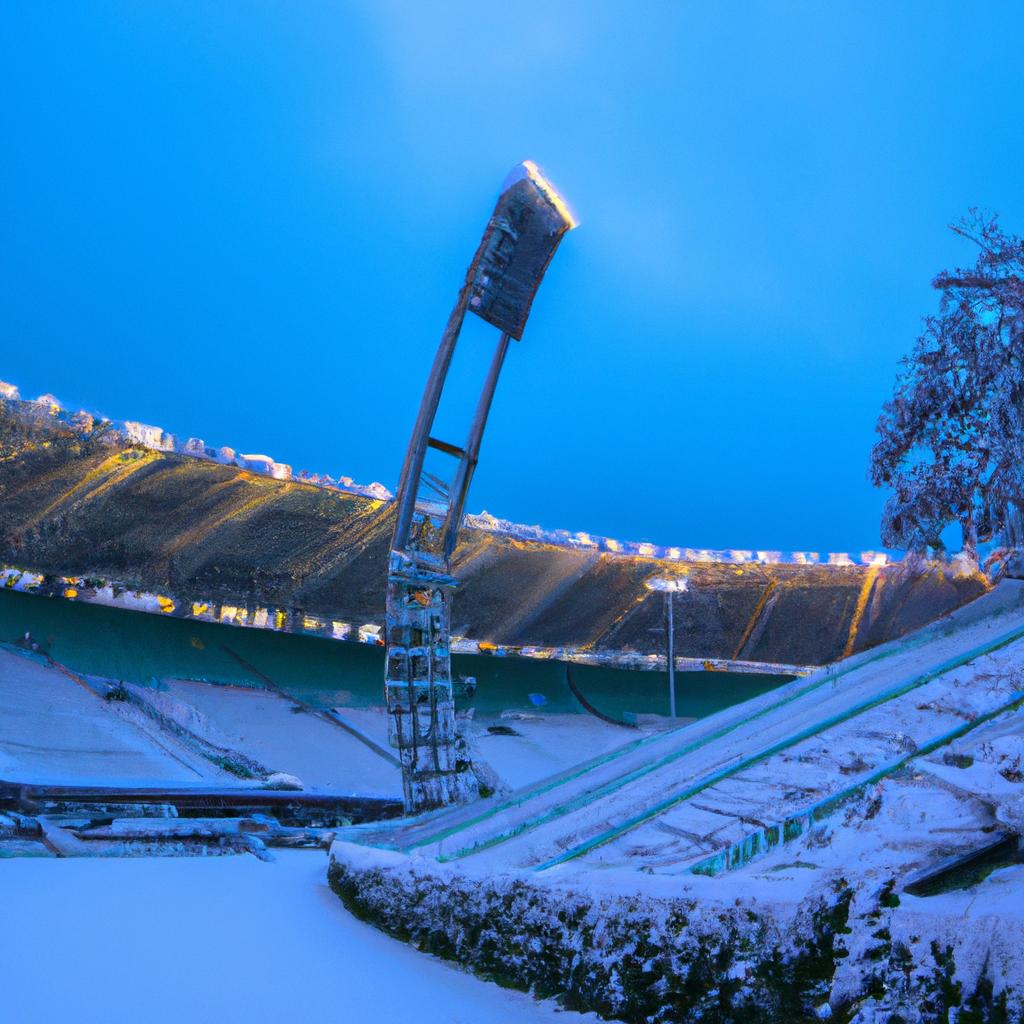 The snowy surroundings of this Norway stadium make for a truly magical experience.