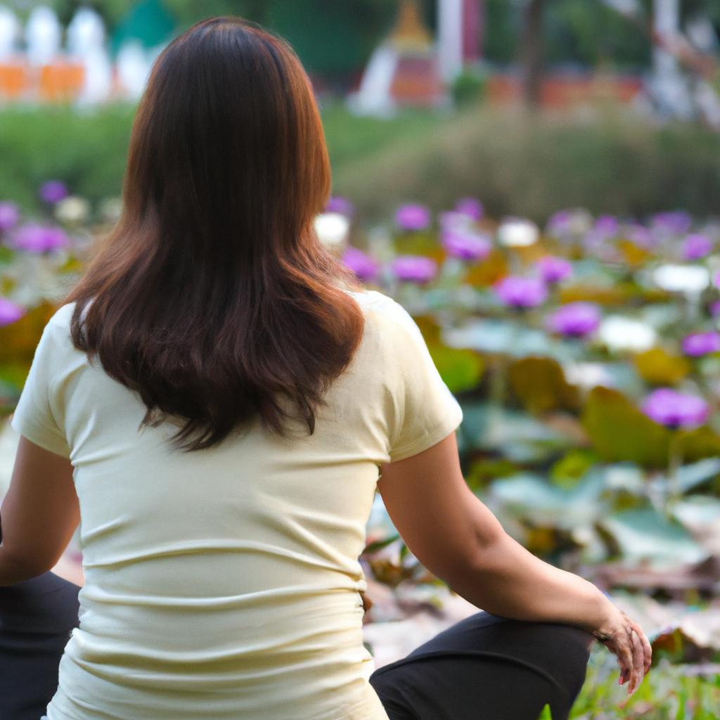 Lotus pose in a flower garden can be a beautiful and calming experience