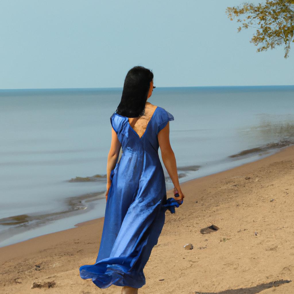The elegance of Lake Blue Color showcased in this stunning beachwear