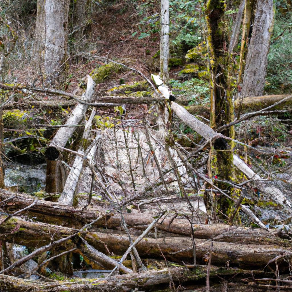 This wooden bridge, built using natural materials found in the forest, provides a safe passage for hikers and adventurers.