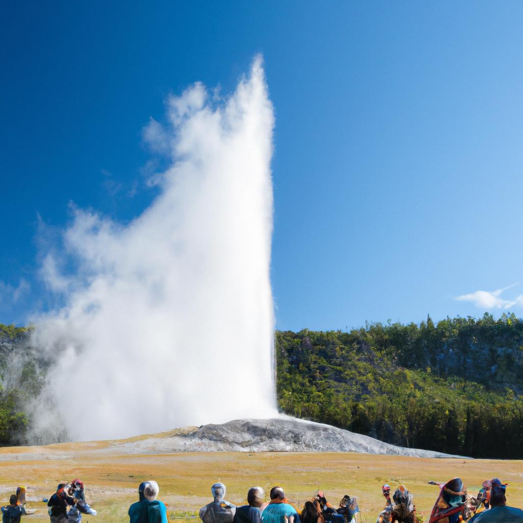 The awe-inspiring sight of the Old Faithful eruption